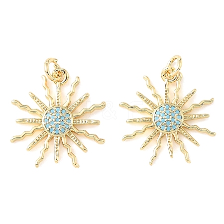 Brass Micro Pave Sky Blue Cubic Zirconia Pendants CU-CBA6938-04G-05-1