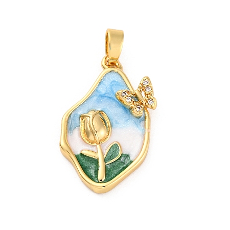 Brass Enamel Pendants KK-Z084-15G-03-1