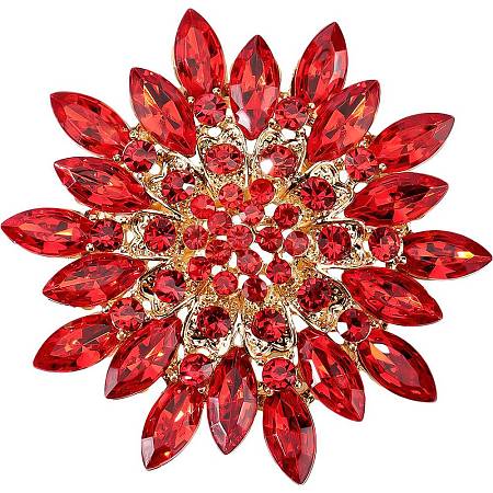 Flower Rhinestone Brooches JEWB-WH0022-91-1