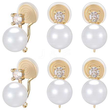 10Pcs Round Brass Brass Micro Pave Clear Cubic Zirconia Ear Cuff Findings KK-BBC0022-45-1