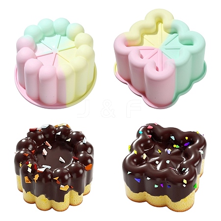 2Pcs 2 Styles Square Circular Cake Baking Silicone Molds ST-CJ0043-083-1