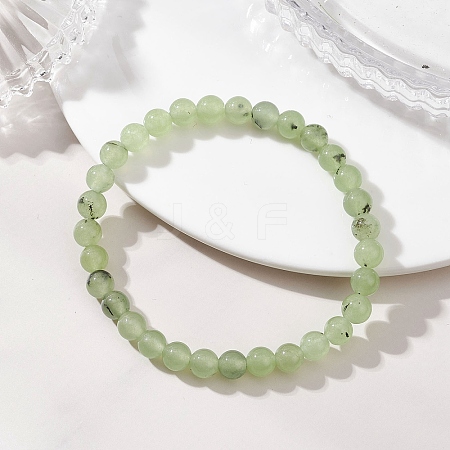 Natural Prehnite Beads Stretch Bracelets for Women BJEW-JB13197-1