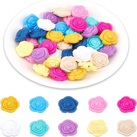 CHGCRAFT 40Pcs 10 Colors Food Grade Eco-Friendly Silicone Beads SIL-CA0001-46-1