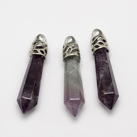 Bullet Natural Amethyst Pointed Pendants G-F290-01L-1