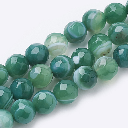Natural Striped Agate/Banded Agate Beads Strands G-S281-51A-6mm-1
