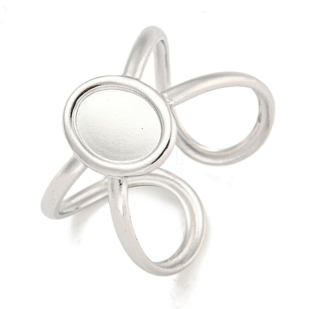 Non-Tarnish 304 Stainless Steel Oval Cuff Ring Components X-RJEW-A043-07P-1