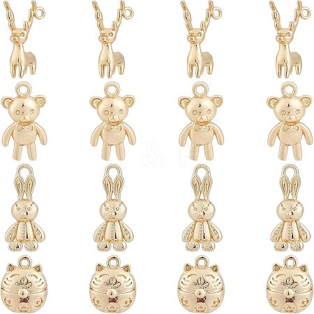 SUPERFINDINGS 16Ppcs 4 Style Rack Plating Brass Pendants KK-FH0003-92-1