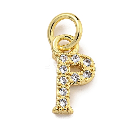 Initial Letter Brass with Cubic Zirconia Charms KK-Q814-26P-G-1