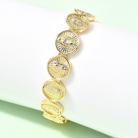 Religion Brass Open Cuff Bangles BJEW-K296-02B-G-1