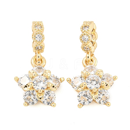 Rack Plating Brass Pave Clear Cubic Zirconia European Dangle Charms KK-F089-17G-1