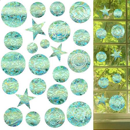 6PCS PVC Stickers Dazzling Color Window Stickers 3D Laser Circle Shapes Electrostatic Glass Window Stickers JX835A-1