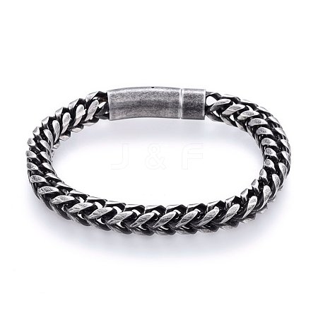 304 Stainless Steel Chain Bracelets BJEW-L631-42AS-1