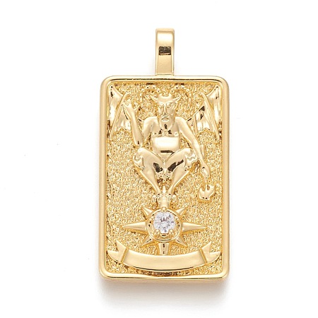 Brass Micro Pave Clear Cubic Zirconia Pendants ZIRC-Z004-01O-1