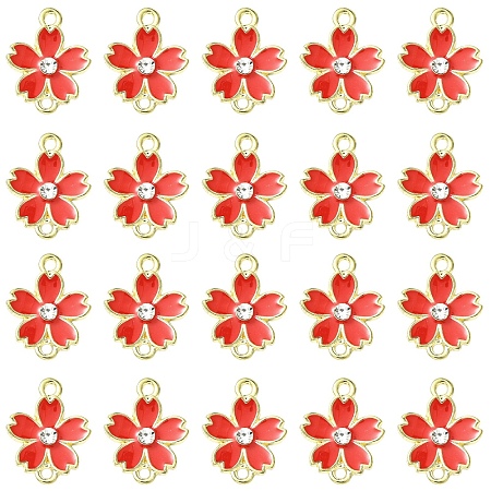 20Pcs Alloy Enamel 5-Petal Flower Connector Charms FIND-YW0009-33B-1