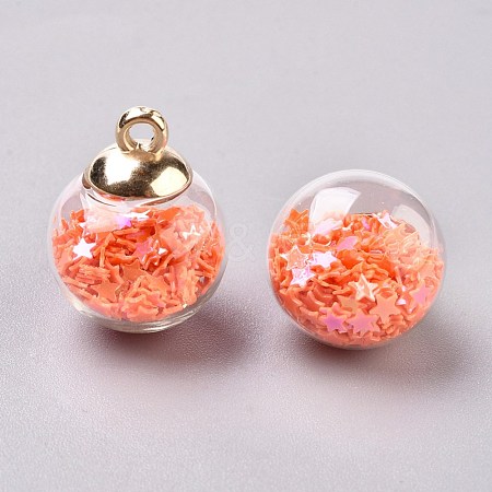 Glass Ball Pendants GLAA-WH0015-26O-1