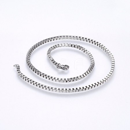 304 Stainless Steel Box Chain Necklaces NJEW-F226-05P-02-1