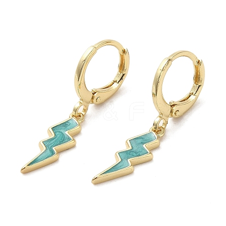 Lightning Bolt Real 18K Gold Plated Brass Dangle Leverback Earrings EJEW-L268-010G-04-1