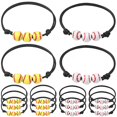 20Pcs 2 Colors Sport Theme Acrylic Beaded Bracelets for Men Women BJEW-SP0001-22-1