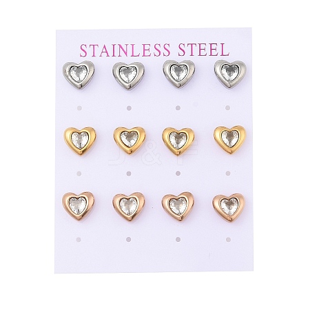 Ion Plating(IP) 304 Stainless Steel Heart Stud Earrings EJEW-C099-13M-02-1