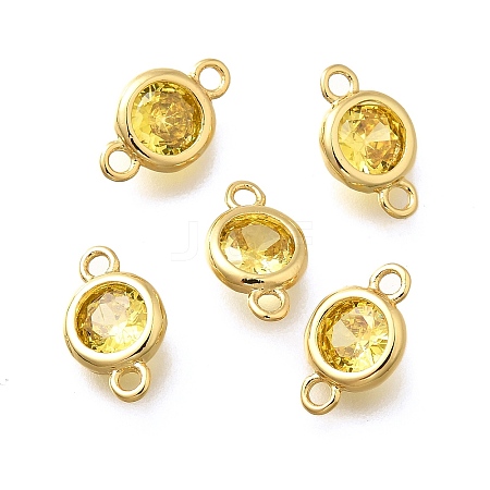 Brass Cubic Zirconia Connector Charms KK-Q043-24G-01-1