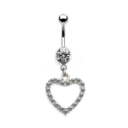 316L Surgical Stainless Steel Clear Cubic Zirconia Dangle Belly Button Rings WG93CBC-02-1