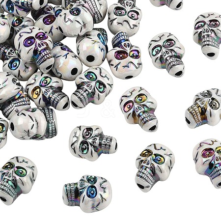 50Pcs Plating Acrylic Beads PACR-YW0001-36-1