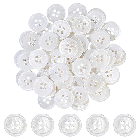 60Pcs Natural Shell Buttons BUTT-WR0001-33-1