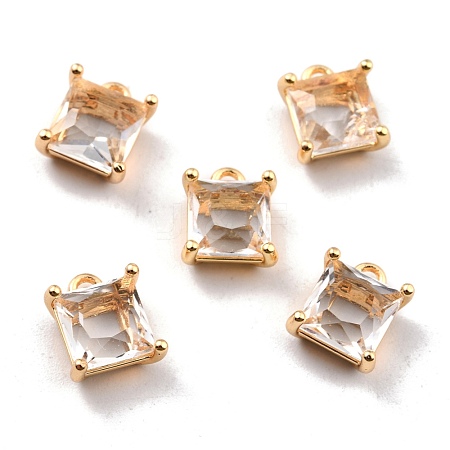 Rack Plating Brass Glass Charms KK-D070-03G-1