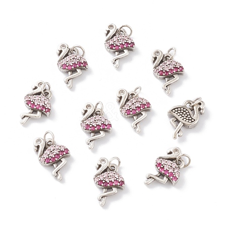 Brass Micro Pave Cerise & Pink Cubic Zirconia Charms ZIRC-A016-04AS-1