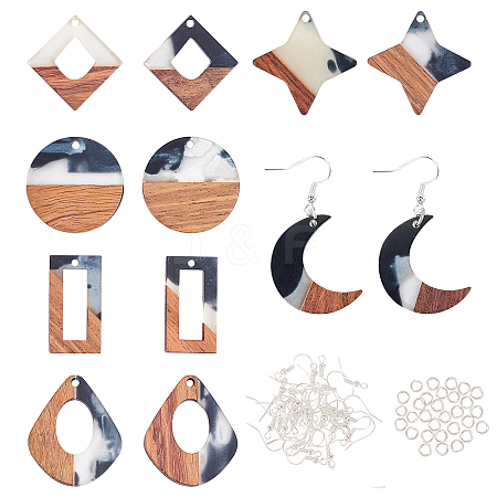 Olycraft DIY Wooden Dangle Earring Making Kits DIY-OC0006-46-1