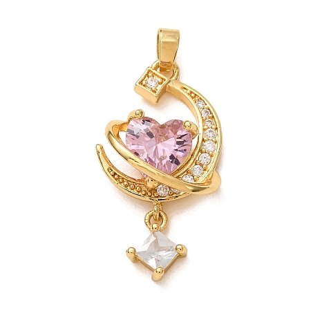 Brass Micro Pave Pink Cubic Zirconia Pendants LS-CU-CBA97F2-10G-1