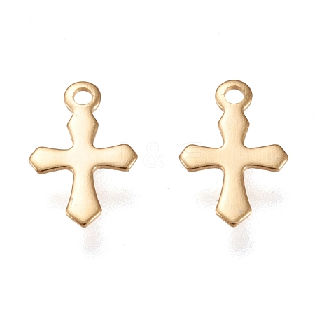 304 Stainless Steel Tiny Cross Charms STAS-K195-16G-1