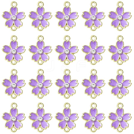 20Pcs Alloy Enamel 5-Petal Flower Connector Charms FIND-YW0009-33D-1