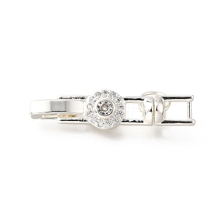 Brass Micro Pave Clear Cubic Zirconia Fold Over Clasps KK-R222-04S-1