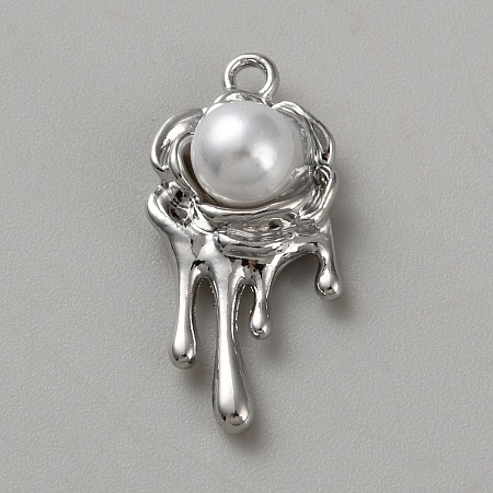 White Series Love Bow Alloy Acrylic Pendant PALLOY-WH0115-01P-14-1