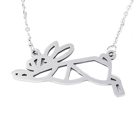 Non-Tarnish 201 Stainless Steel Bunny Pendant Necklaces LS-NJEW-T009-JN027-1-40-1