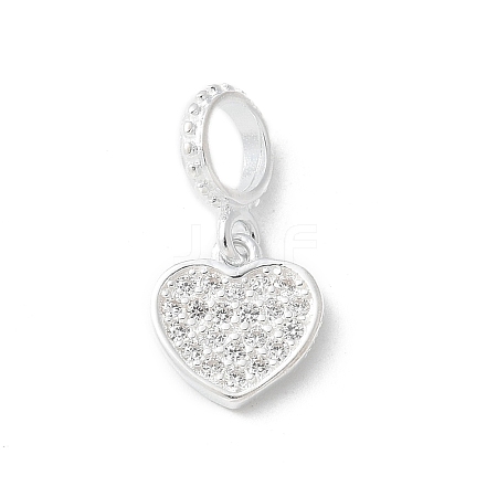 925 Sterling Silver Clear Cubic Zirconia Heart European Dangle Charms STER-H115-07S-1