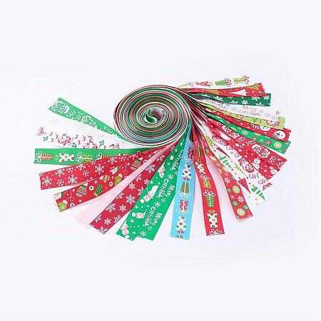 Printed Polyester Grosgrain Ribbon For Christmas SRIB-X0002-01-1