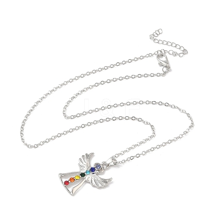 Chakra Angel Alloy Colorful Rhinestone Pendant Necklaces for Women FS-WGF797E-01-1