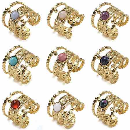 Natural & Synthetic Gemstone Finger Rings RJEW-U027-03G-1