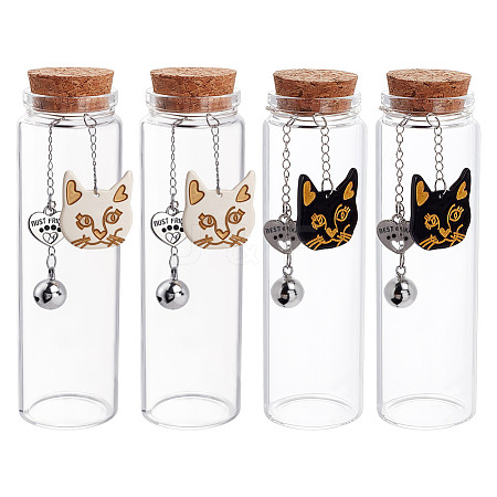 4Pcs 2 Styles Transparent Glass Empty Bottles AJEW-DR00032-1