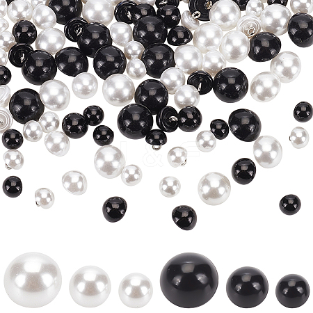 120pcs 6 styles Plastic Imitation Pearl Button FIND-PH0017-42-1