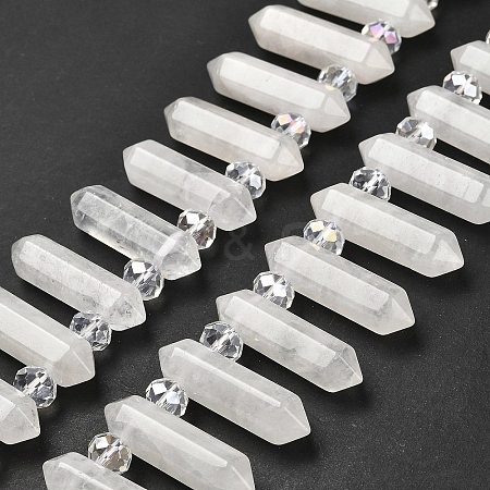 Natural Quartz Crystal Double Terminated Point Beads Strands G-H069-A13-01-1