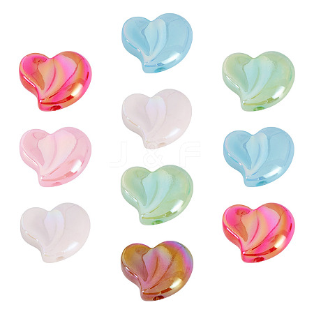 10Pcs UV Plating Opaque Acrylic Beads OACR-TA0004-07-1