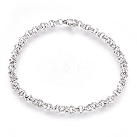 Tarnish Resistant 304 Stainless Steel Cable Chain Bracelets BJEW-P237-21P-01-1