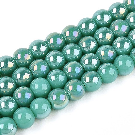Electroplate Opaque Glass Beads Strands GLAA-T032-P6mm-AB12A-1