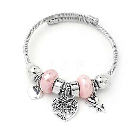 European Style Stainless Steel & Alloy Charm Bangles for Women PW-WG243C0-02-1