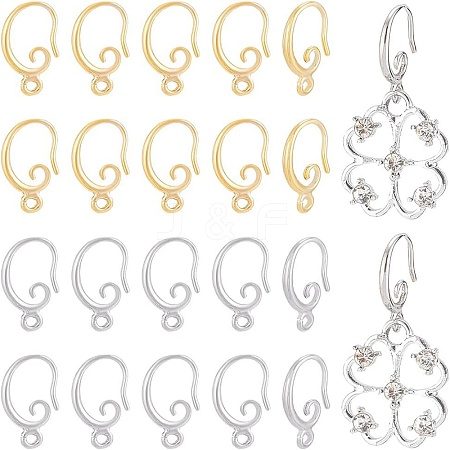 20 Pairs 2 Colors Brass Earring Hooks KK-BC0007-63-1