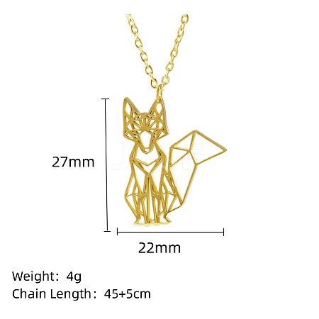 Stainless Steel Geometric Artistic Hollow Animal Pendant Necklaces JK0174-12-1