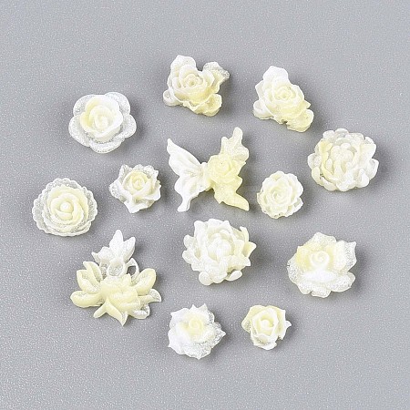 Luminous Flower Resin Cabochons CRES-T025-10E-1